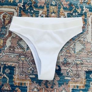 High waisted white swim bottoms